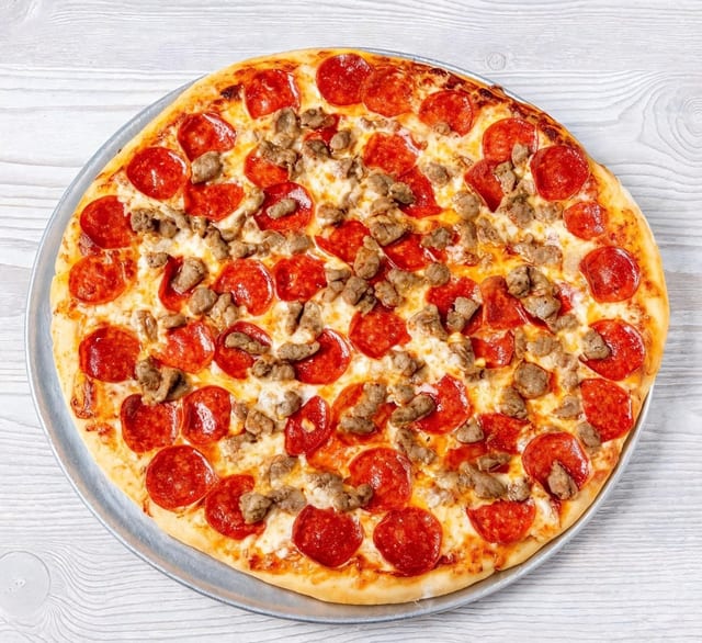 Sausage-Pepperoni Whole Pizza.