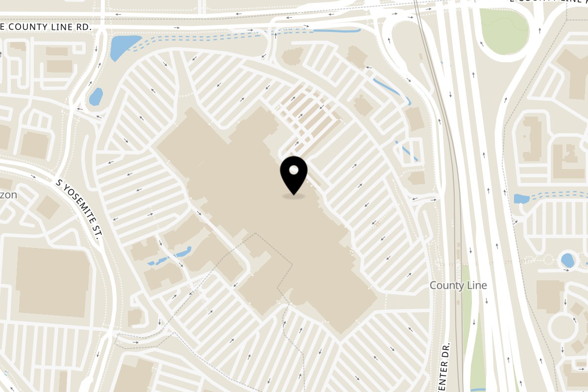Map showing the location of Angry Pizza Co on 8515 Park Meadows Center Dr #3032 in Lone Tree